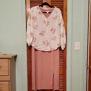 Floral Blouse and Skirt Set